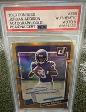 2023 Panini Donruss - Rated Rookie Jordan Addison #368 Gold Autographs /25 AU RC picture