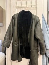 Vintage Genuine Leather And Shearling Dark Green Jacket picture