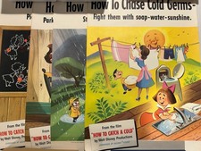 1951 Disney How to Catch a Cold Kleenex Educational Posters – Group of 4 picture
