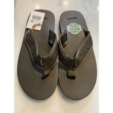 Sanuk Ziggy Mesh Flip Flops Men 8 Olive Green Water Friendly Foam 1127191 picture