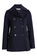 NEW, Fleurette Double-Breasted Ali Wool Peacoat in Navy Sz 4P #W206 picture