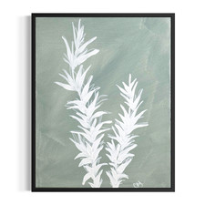 Original Acrylic 11x14 Minimalist Botanical Canvas Signed Sage Green Wall Art picture