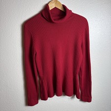 Magaschoni Women’s Beige Turtleneck Knit 100% Cashmere Ribbed Pullover Sweater M picture