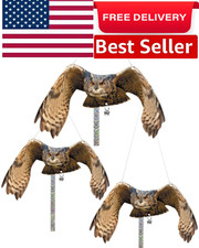 Fake Owl Decoy to Scare Birds, 3 Pack Fake Owl Hanging Effective Bird Control D picture