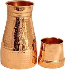 100% Pure Copper Water Carafe Drinking Bedroom Bottle Health Benefits 500/1000ML picture