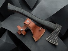 Hand Forged Viking  Axe | High Carbon Steel Blade,  Black Leather Wrapped Handle picture
