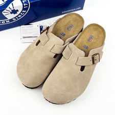 Birkenstock Boston Soft Footbed Suede Leather Taupe Women's Clogs Shoes New picture