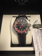 GV2 by Gevril Regatta Men’s Quartz Chronograph Date Black Dial Leather w/ Box picture