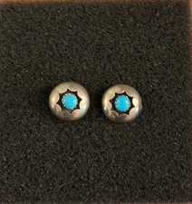 Vintage Native American Stud Earrings with Turquoise Stone picture