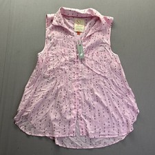Anthropologie Conversations Pink Ant Print Sleeveless Blouse NWT Large Petite picture