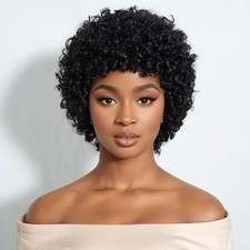 Pixie Cut Wigs for Black Women Brazilian Curly Pixie Cut Wig Human Hair Glueless picture