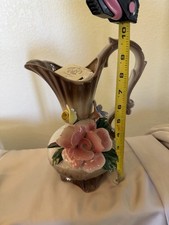 New Vintage Nuova Capodimonte Italy Porcelain Flower Pitcher Vase High-Relief picture