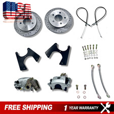 For 1963-72 Chevy C10 Rear Disc Brake Conversion Kit Silver E-Brake Calipers 5x5 picture