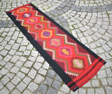 Vintage Caucasian Rug 23'' x 81'' Flat Woven Rug Hallway Rug Corridor Wool Rug picture