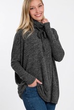 Zenana Brushed Melange Hacci Cowl Neck Tunic Sweater Women’s Large | NWOT picture