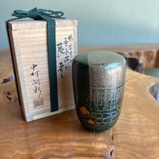 Japanese Tarumi Makie Long Natsume Tea Caddy Kosai Nakamura Tomobako picture
