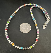 Multicolor 4mm Sterling Silver Navajo Pearls 16