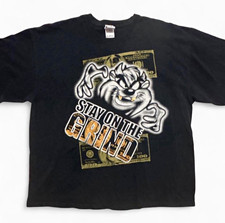 VTG Looney Tunes Taz Stay On The Grind Men's 2XL Black Cotton Crew Neck Tee picture