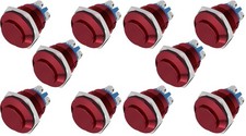 Push Hold ON Release OFF Momentary Switch 16mm Red Aluminum  1NO Screw 10pc picture