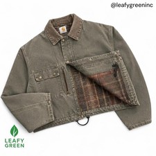 Carhartt MOS Crop Detroit Trucker Duck Canvas Pearl Snap Jacket us sz L Vintage picture