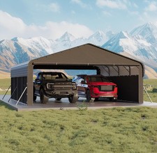 20x20 FT Metal Carport, Outdoor Heavy Duty Canopy Upgraded Support with Sidewall picture