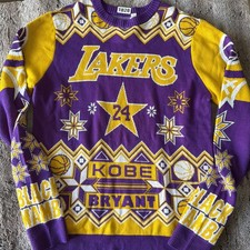 Kobe Bryant Black Mamba 24 Lakers Ugly Sweater by Forever Collectibles RARE Sz L picture