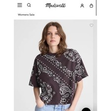 Madewell The Boxy Crop Tee in Allday Jersey - Brown and cream paisley picture
