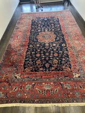 Insanely Rare Antique Blue Sarouk Rug C.1910 Fantastic Condition 12x20 picture