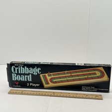 Vintage Cardinal Solid Wood Cribbage Board-Complete 2 Player Set w/6 Pegs picture