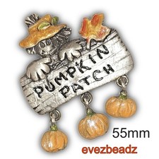 EvezBeadz Vintage TC Enamel Pumpkin Patch Scarecrow Brooch Pin Tanya Creations picture