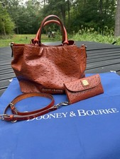 dooney & Bourke Osterich embossed leather large handbag with matching wallet picture