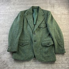 VINTAGE Harris Tweed Jacket Mens 40 Green Blazer Sport Coat Ivy Professor picture