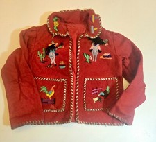 Vintage Felted Wool Lopez Mexican Souvenir Sweater Hand Made Folk Art Child Size picture