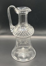 Antique c1890 Victorian Cut Glass Thistle Jug Pitcher Deep Diamond Star Base 8” picture