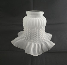 Vintage Frosted Glass Lamp Shade Ruffled Floral Replacement 4.5 Inch picture