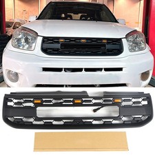Black Front Grille Fits For TOYOTA RAV4 2004 2005 Upper Grille W/Amber Led Light picture