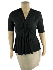 Kiyonna Black Twist Front V Neck Plus Size Top Size 1X picture