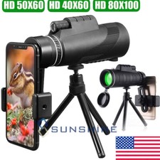 80X100 Zoom Optical HD Lens Monocular Telescope + Tripod + Clip for Cell Phone picture