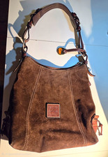 Dooney & Bourke Brown Zip Top Shoulder Bag, Silver Hardware, Key Chain picture