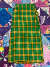 Vintage 60s Handmade Green and Yellow Plaid Maxi Skirt Size Small picture