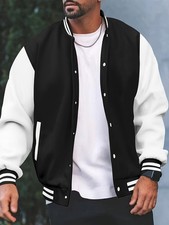 New Men's Premium Classic Snap Button Vintage Baseball Letterman Varsity Jacket picture