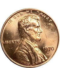 1970 D Lincoln Memorial BU Brilliant Uncirculated 1C Denver From OBW Bank Roll🔥 picture