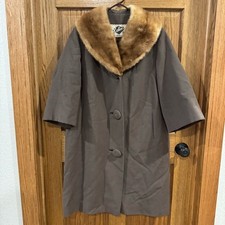 Vintage Kalin’s Furs & Fashions Brown Coat with Mink Collar – 1950s–1960s Era picture