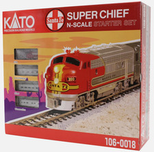 KATO HO Scale Santa Fe Super Chief Starter Passenger Train Set 106-0018 picture