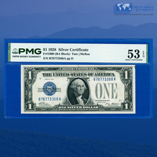 Fr.1600 1928 $1 One Dollar Silver Certificate Blue Seal, PMG AU 53 EPQ #73368 picture