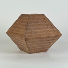 Vintage Geometric Wood Sculpture in Faceted Polyhedron Diamond/Pyramid Shape picture