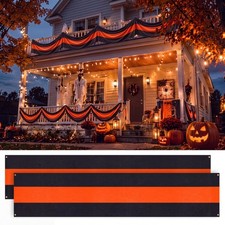 Remagr 2 Pcs Large Halloween Banner Black Orange orange and black picture