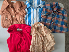 Lot Of 5 True Vintage 70s Women's Button-ups For Costuming, Reselling 5pc Bundle picture
