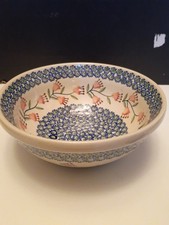 Vintage Ceramika Boleslawiecka Kras Polish Pottery Bowl Handmade 7.5