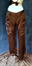 Vintage Joie Brown Silk Satin Cargo Pants 30 (8) picture